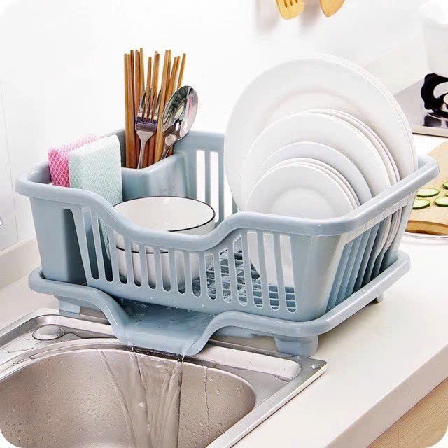 Kệ rổ úp chén bát nhiều ngăn đa năng có khay để đũa muỗng thông minh mẫu mới - Khay úp chén dĩa bát có lối thoát nước