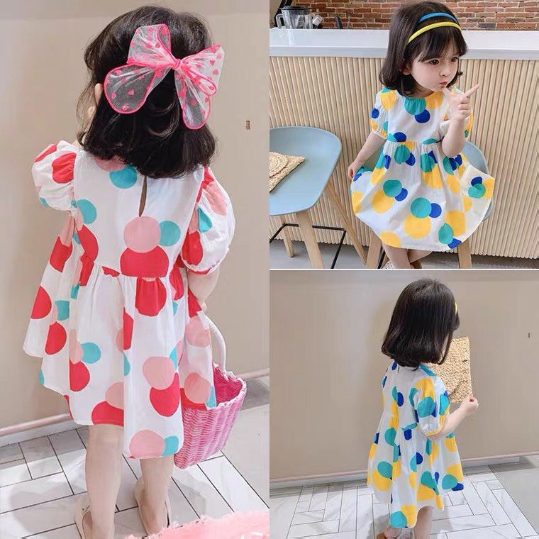 Đầm bé gái hml hình tròn chất thô hàn mềm mát váy cho bé gái size đại từ 10 đến 42kg mã a52