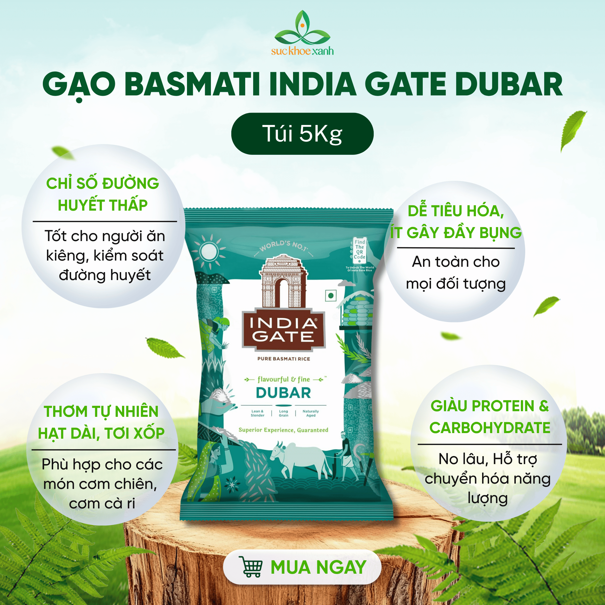 Indian Gate Dubar Basmati Rice 5kg – Premium Fragrant Rice – Long Grain, Weight Loss, Good for Heart Health