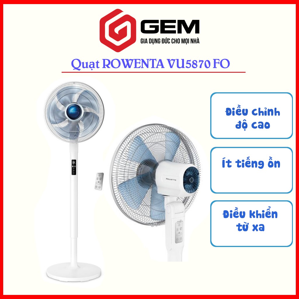 Quạt rowenta vu5870 fo - quạt cây ít tiếng ồn, bảo hành 12 tháng