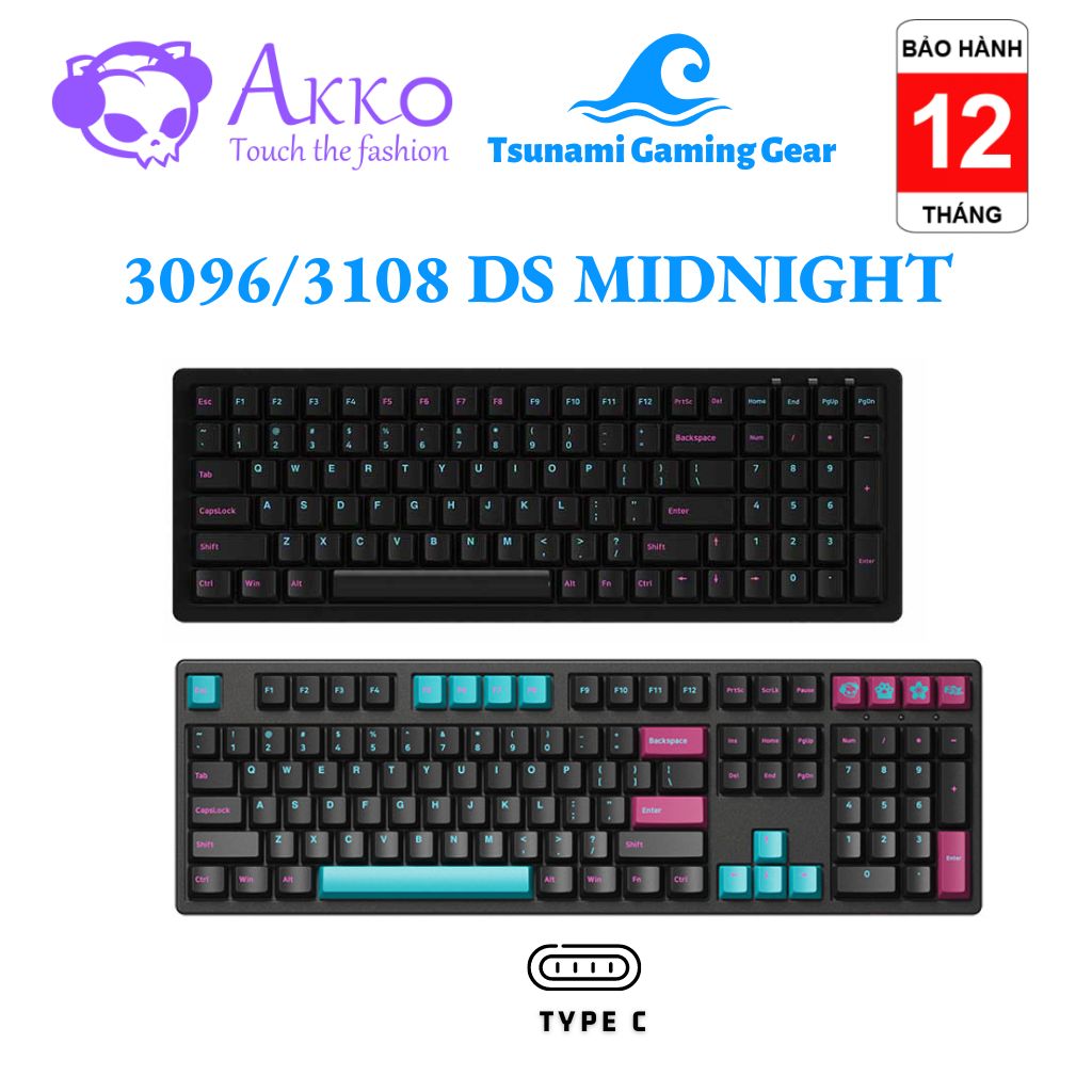 Bàn phím cơ akko 3096 ds midnight/ 3108 ds midnight r2 - hàng chính hãng