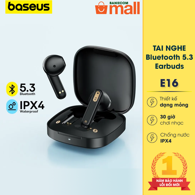 Tai nghe bluetooth baseus e16 bowie true wireless bluetooth 5.3 chống nước ipx4 30h - baniecom