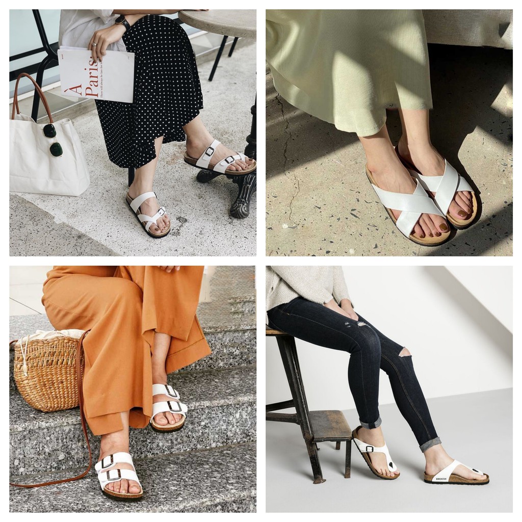 Dép đế trấu màu trắng bộ tứ siêu phẩm dành cho phái nữ văn phòng công sở bán chạy nhất năm - Dép văn phòng
