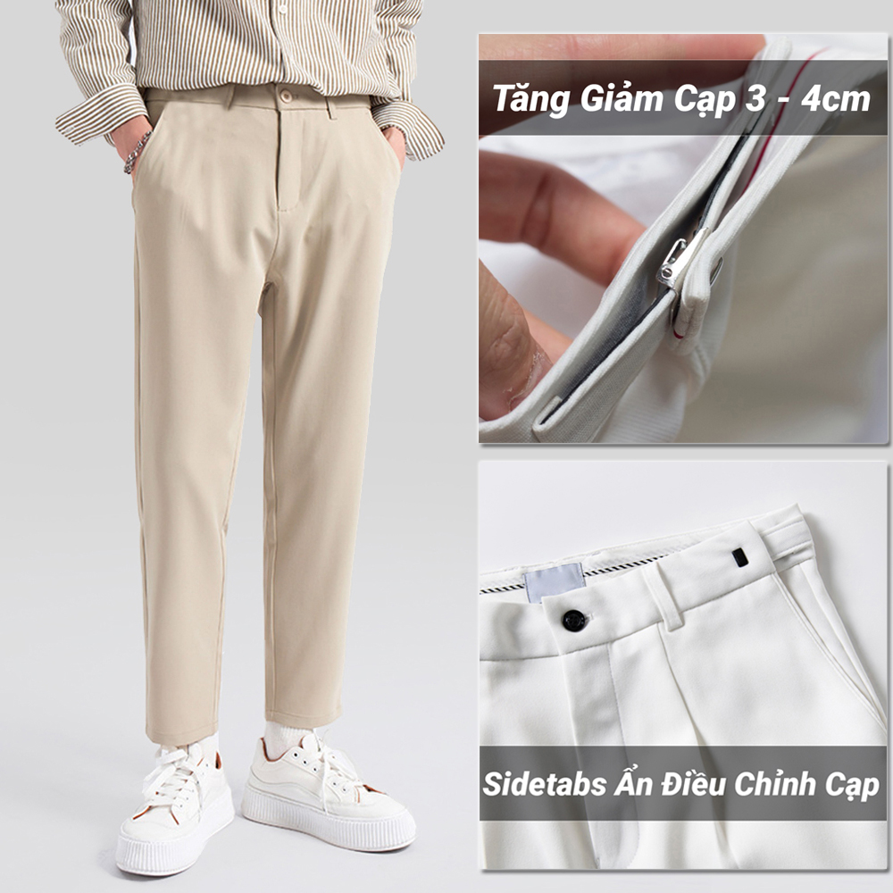 Quần Baggy Âu Nam Tăng Chỉnh Cạp Di Chuyển Vòng Bụng Ống Rộng Vừa Vải Mềm Mịn Chất Đẹp Không Xù Lông Không Bám Bụi