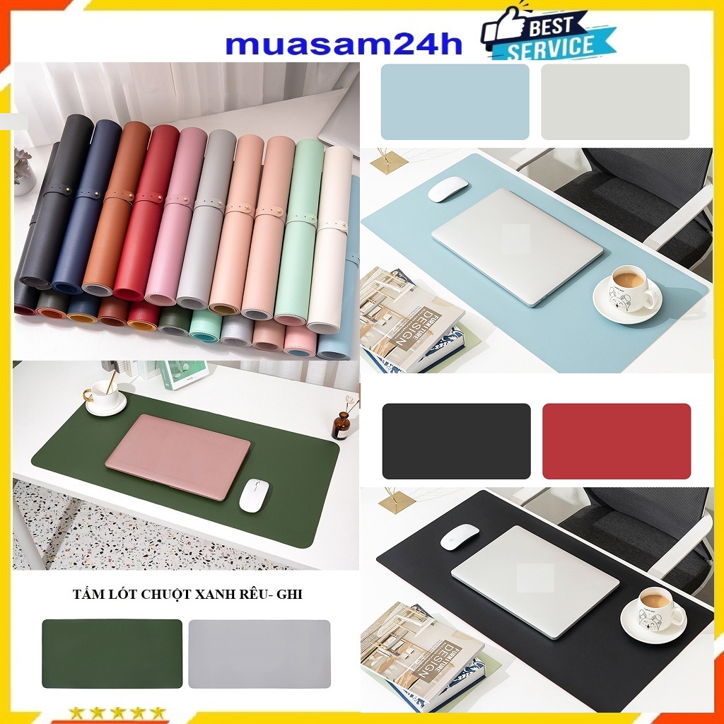 Miếng lót chuột, cỡ to 90x45cm và 80x40cm, pad chuột 2 mặt chất liệu da pu cao cấp, tấm lót chuột cỡ lớn kiêm tấm trải bàn làm việc