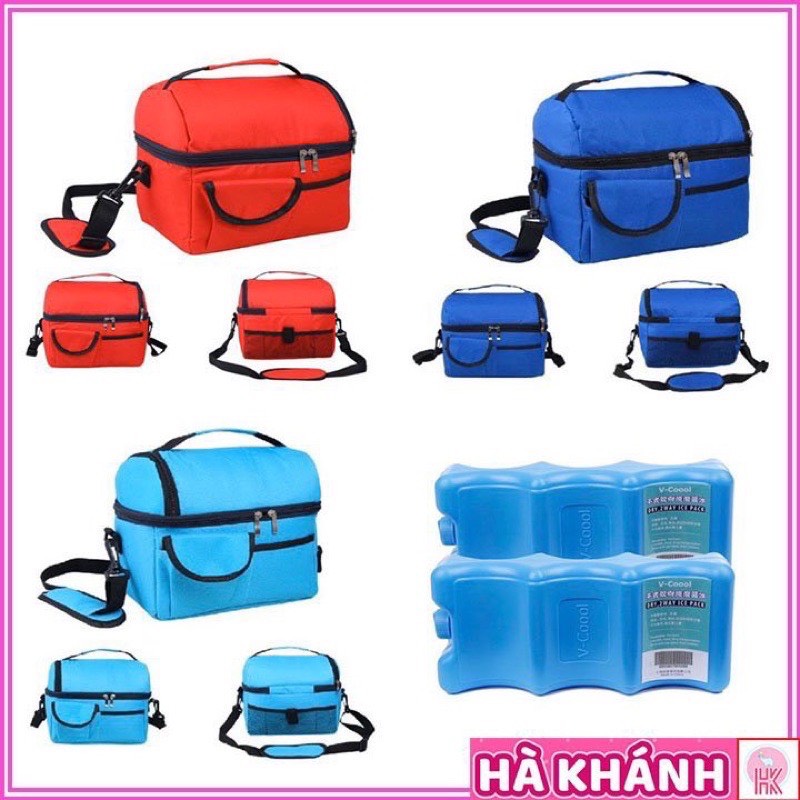 Túi Giữ Nhiệt Lạnh 2 Ngăn TGN05 + 2 Đá Khô Thanh 3 Sóng