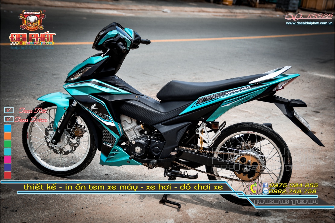 Tem Rời Chế Winner 150 Xanh Đen Trắng