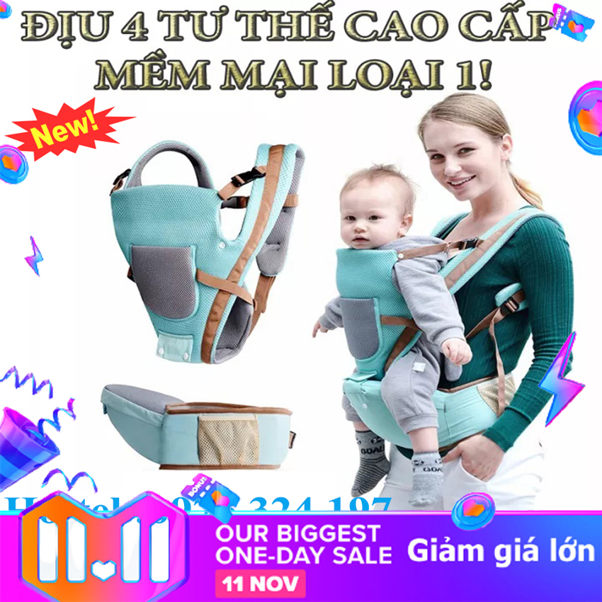 Địu chống gù lưng cho em bé Địu em bé 4 tư thế Royal Thoáng Mát Thích Hợp Cho Bé Đai địu baby chống gù chống đau lưng cho bé giúp mẹ những tháng đầu sau sinh