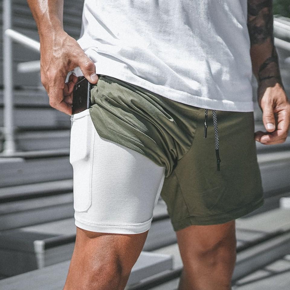 Quần đùi tập Gym 2 lớp vải thun thông  hơi thoáng mát - quần short thể thao nam- Quần legging nam li