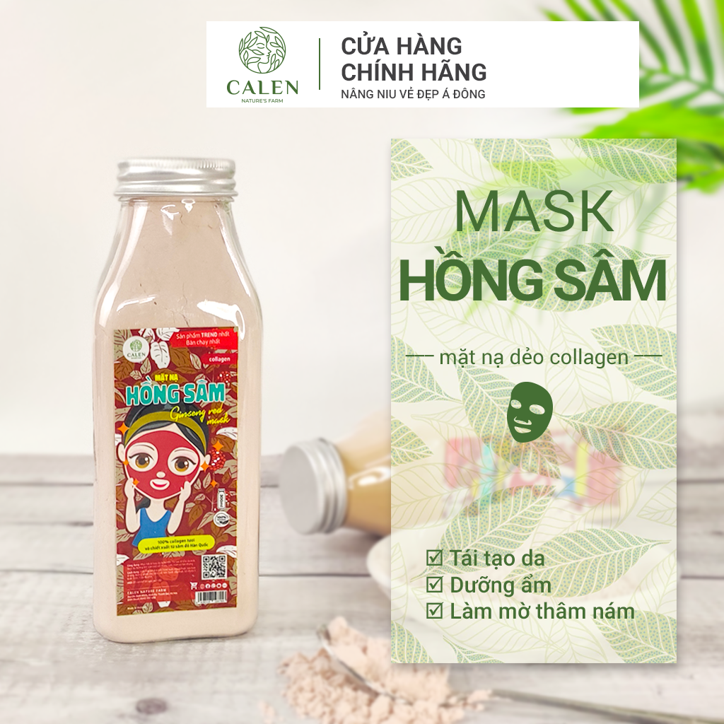 Bột hồng sâm nguyên chất calen đắp mặt nạ giảm mụn sáng da trẻ hoá làn dagiúp tăng cường độ ẩm