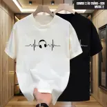 Áo thun cổ tròn nam nữ MUSIC tay ngắn chất cotton mềm mại, áo thun unisex in họa tiết phong cách thời trang mới