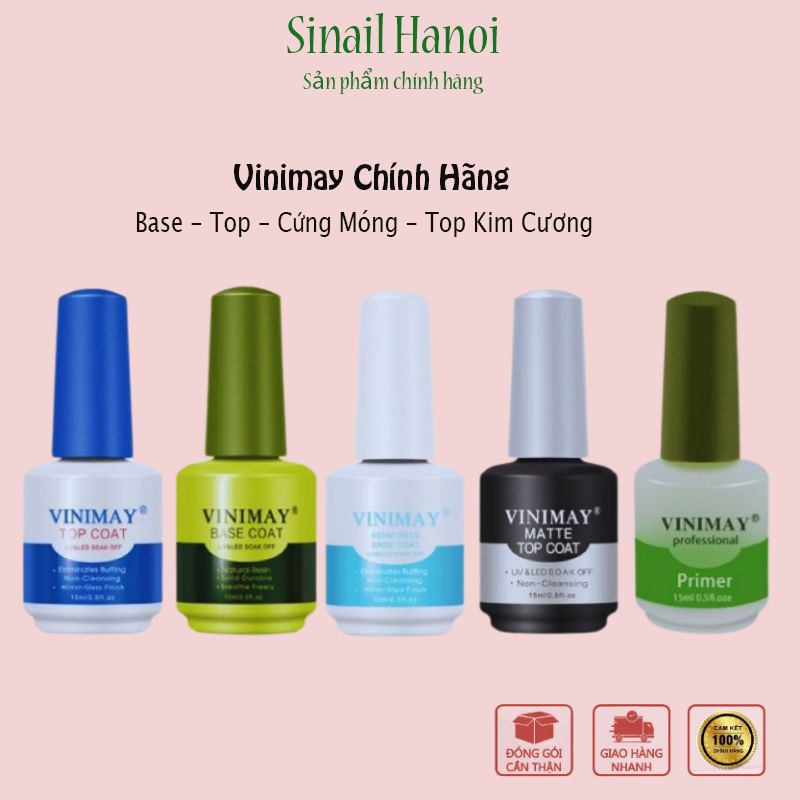 Sơn gel vinimay base - top bóng - cứng móng - top kim cương - top lì - kiềm dầu - phá gel chính hãng, dung tích 15ml