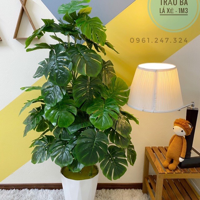 Cây giả - cây trầu bà lá xẻ monstera 1.3m - 54 lá