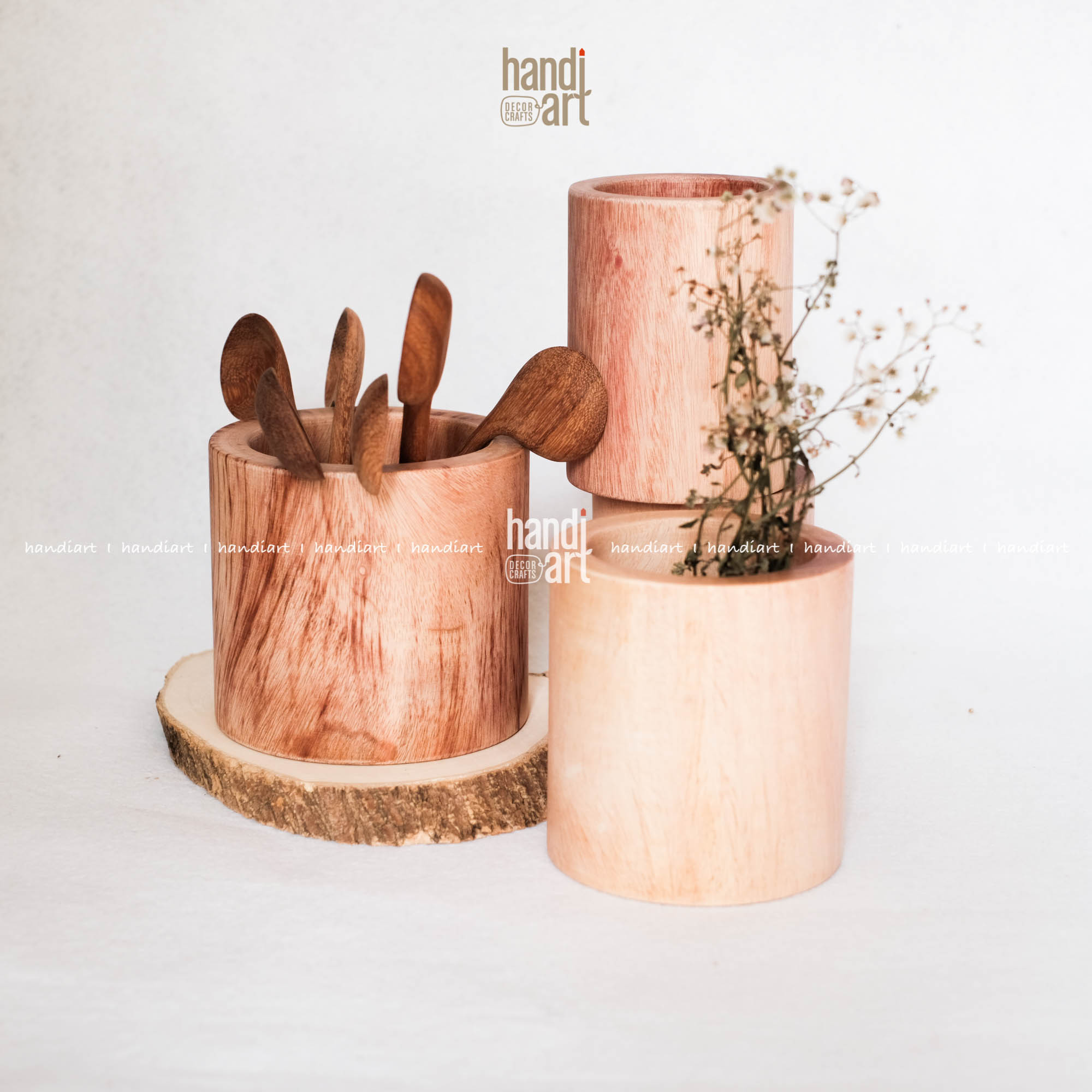 Lọ cắm hoa trang trí, lọ cắm bút bằng gỗ