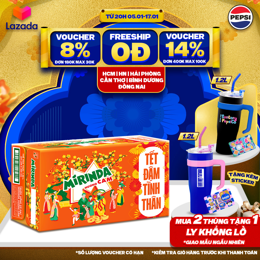 Thùng Nước Ngọt Có Gaz Mirinda Cam (320ml/lon)