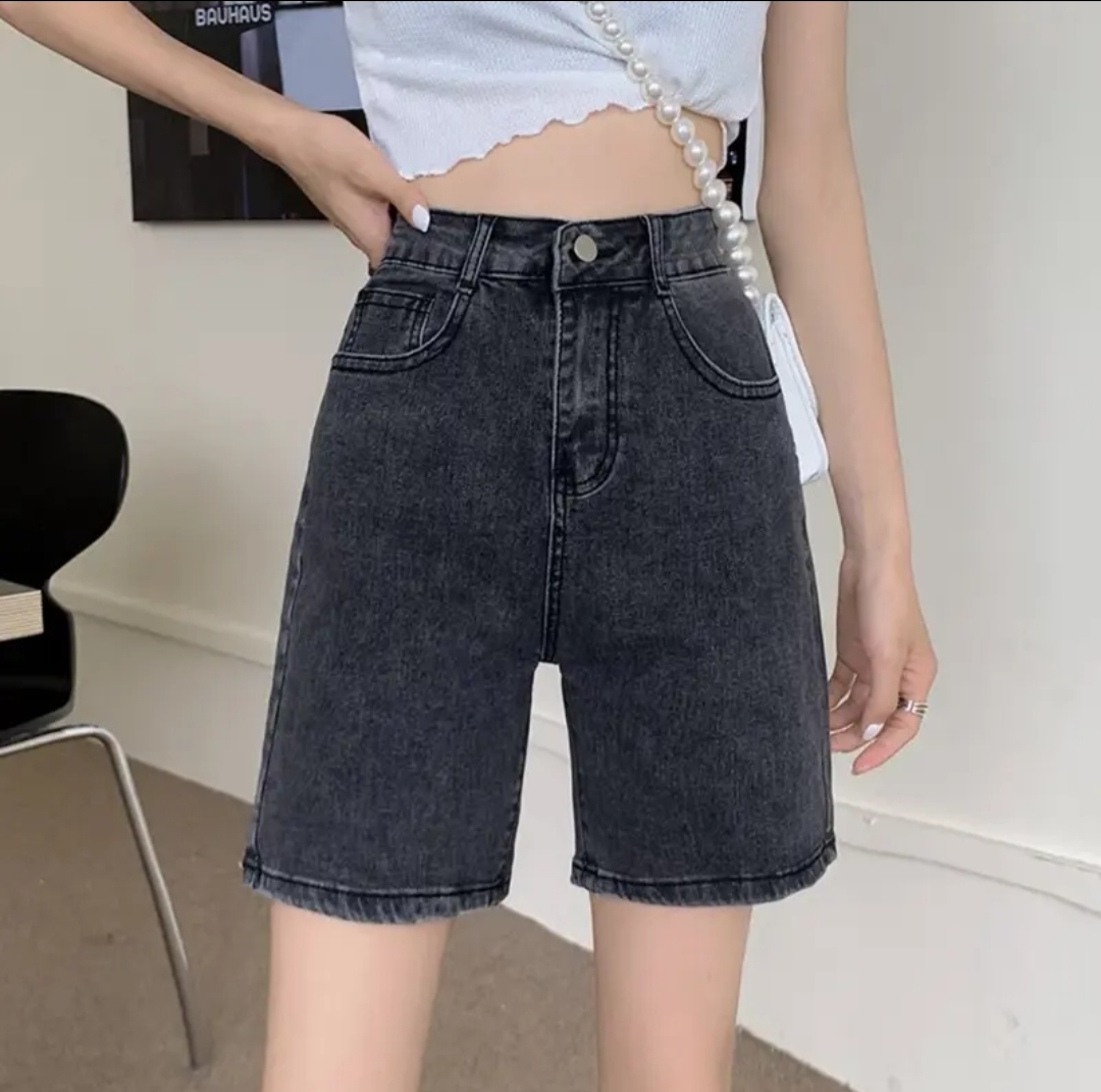 Quần đùi jeans nữ, quần ngố lửng kaki form dáng đẹp chất vải dày dặn quần lưng cao ống rộng thời trang size s/m/l