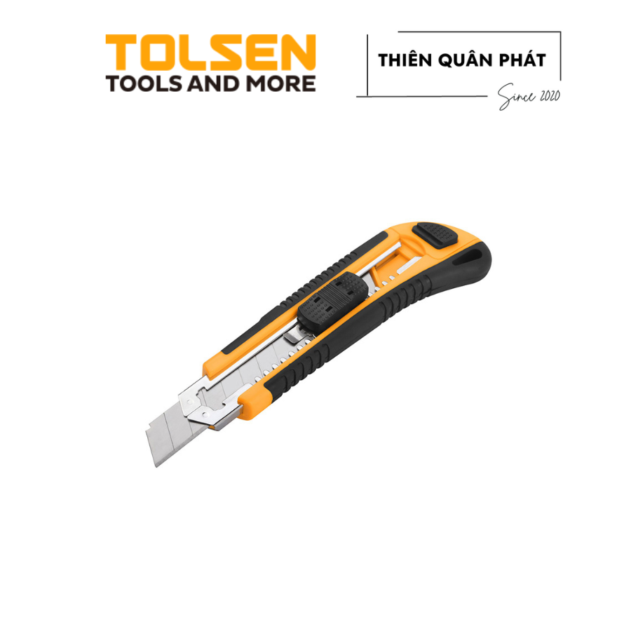 Dao Rọc Giấy Tolsen 30003 kích thước lưỡi18x100mm vỏ dao bằng nhựa cứng cáp có chốt trượt an toàn