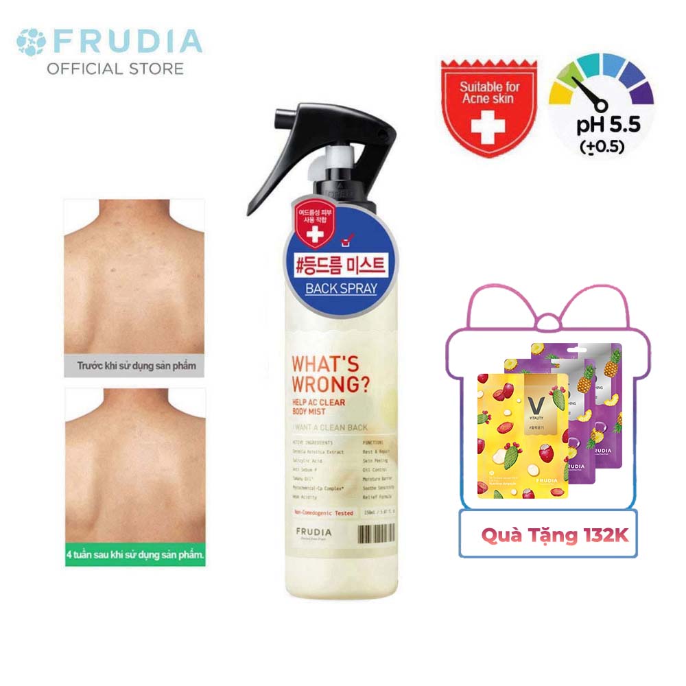 [Tặng 132K]Xịt Mụn Lưng Frudia Whats Wrong? Help AC Clear Body Mist 150ml