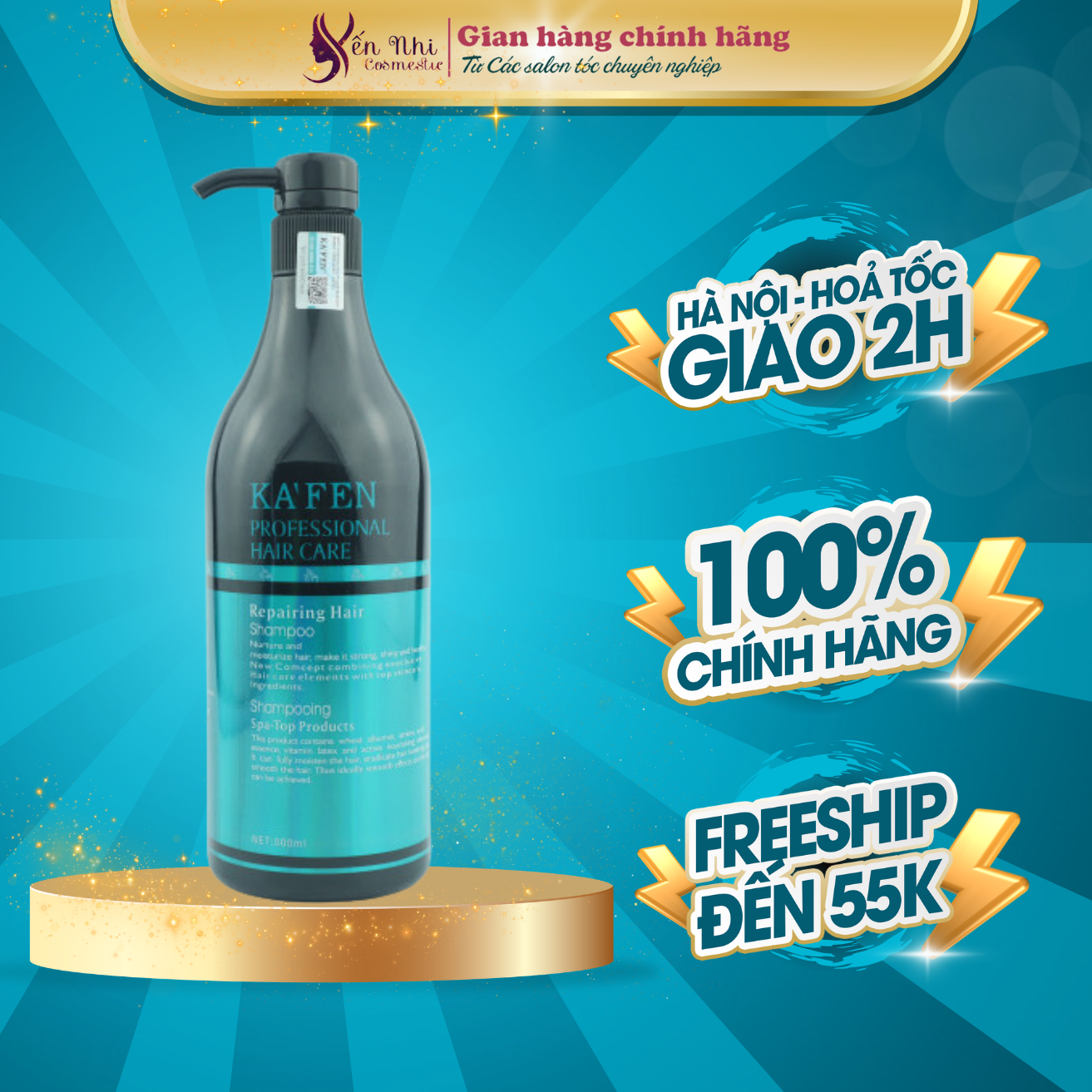 Lẻ dầu gội kafen xanh phục hồi tóc khô xơ hư tổn dầu kafen 800ml, Mỹ phẩm tóc yến nhi DG15