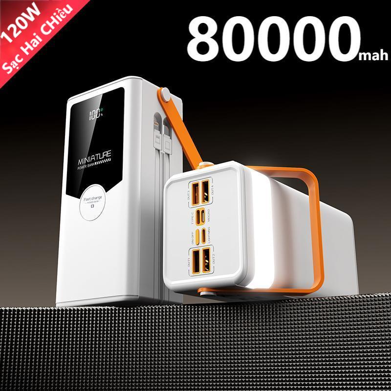 Xạc dự phòng 50000mAh 800000mah Siêu nhanh PD20W, 120W sạc dự phòng nạp dùng 6 đầu ra 6 đầu vào có đ