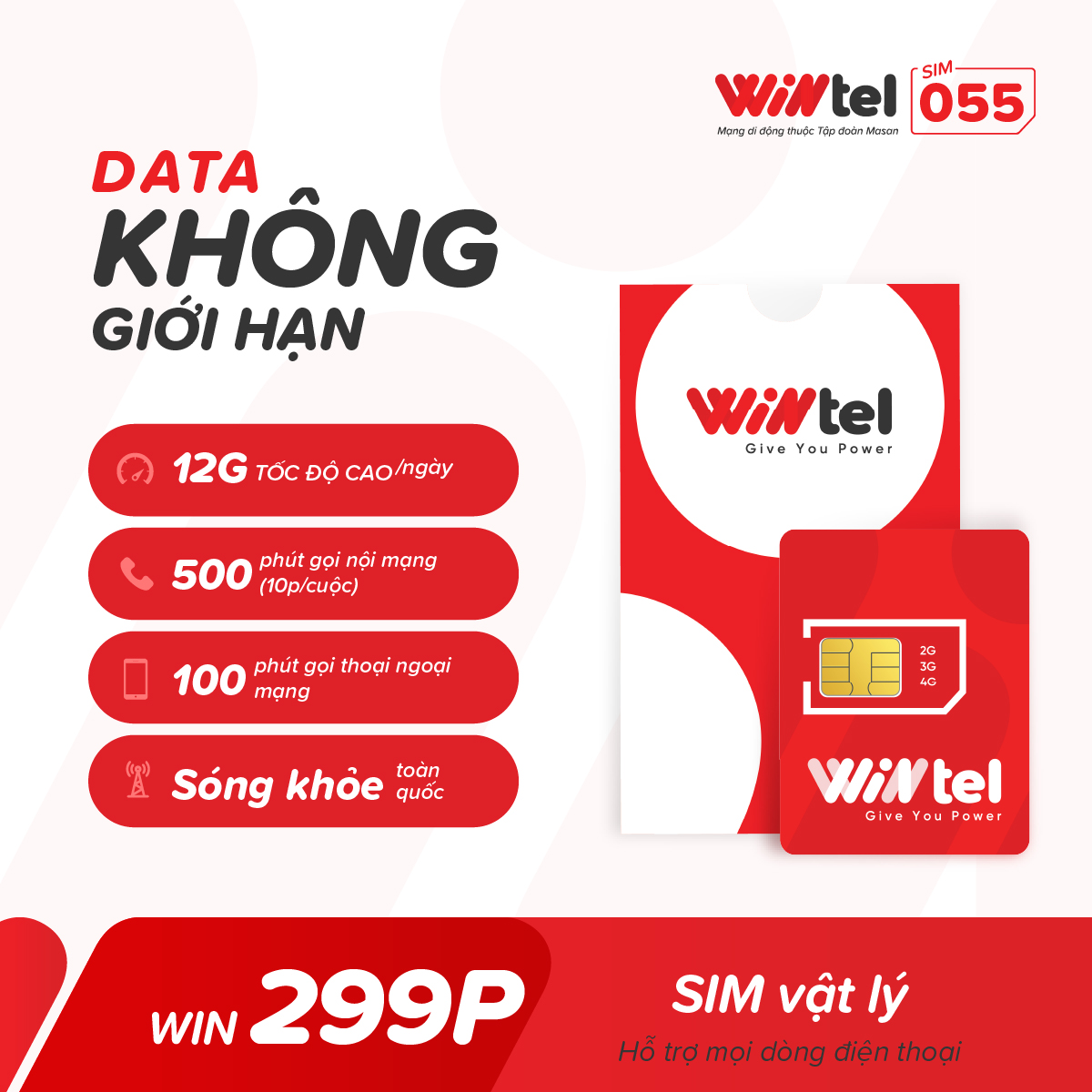 Sim chưa kích hoạt - sim 4g wintel win299p - sim data không giới hạn