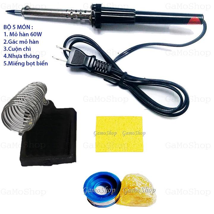 [HCM]Bộ 5 món Mỏ hàn RD 60W GamoShop + Chì hàn nhựa thông Bọt biển và Gác mỏ hàn