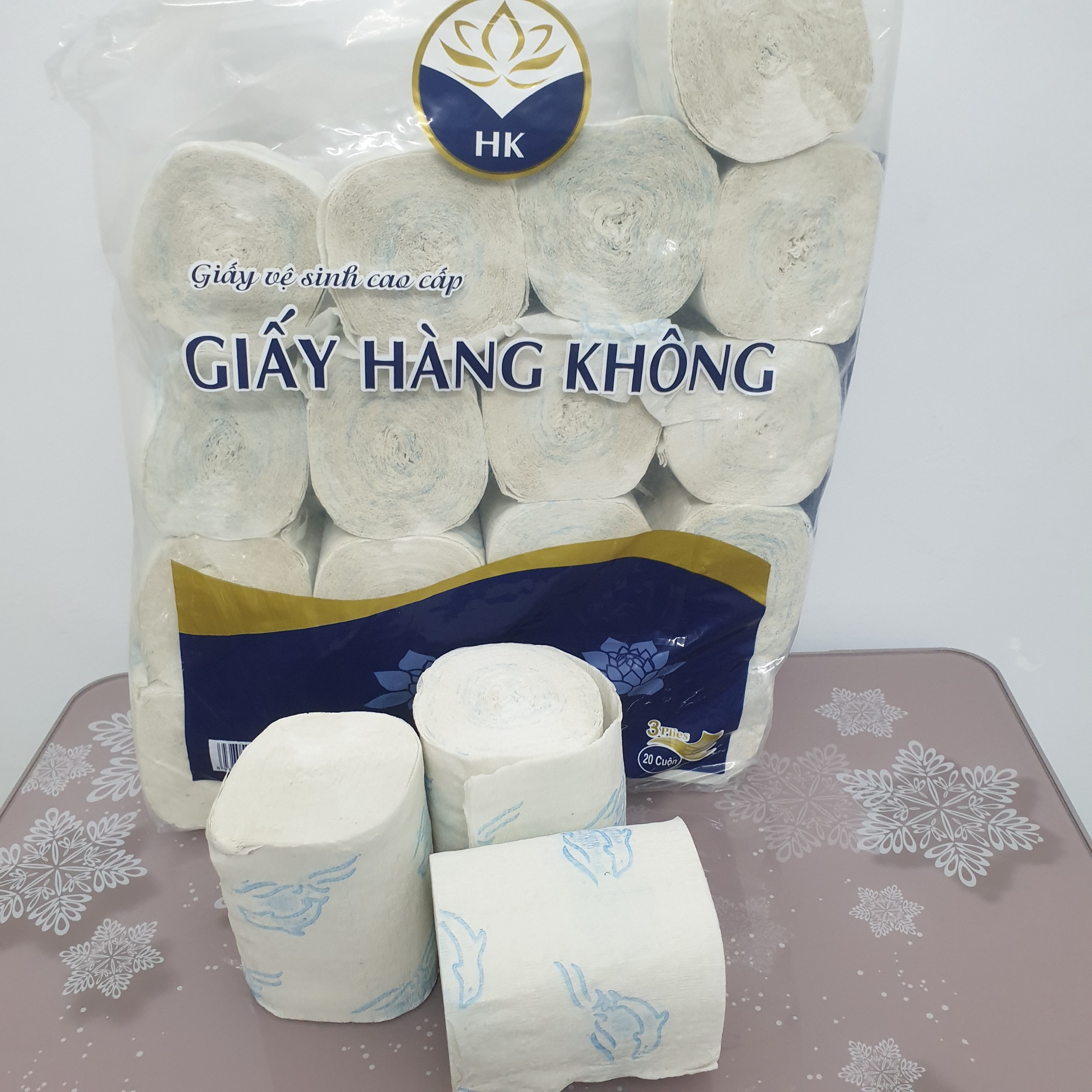 Giấy vệ sinh cao cấp Giấy Hàng Không dạng cuộn không lõi 1 bịch 20 cuộn siêu tiết kiệm