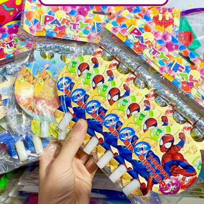 [ẢNH+VIDEO THẬT] Kèn thổi sinh nhật còi hơi le le lưỡi co dãn cho tiệc birthday party color nhiều icon ngộ nghĩnh