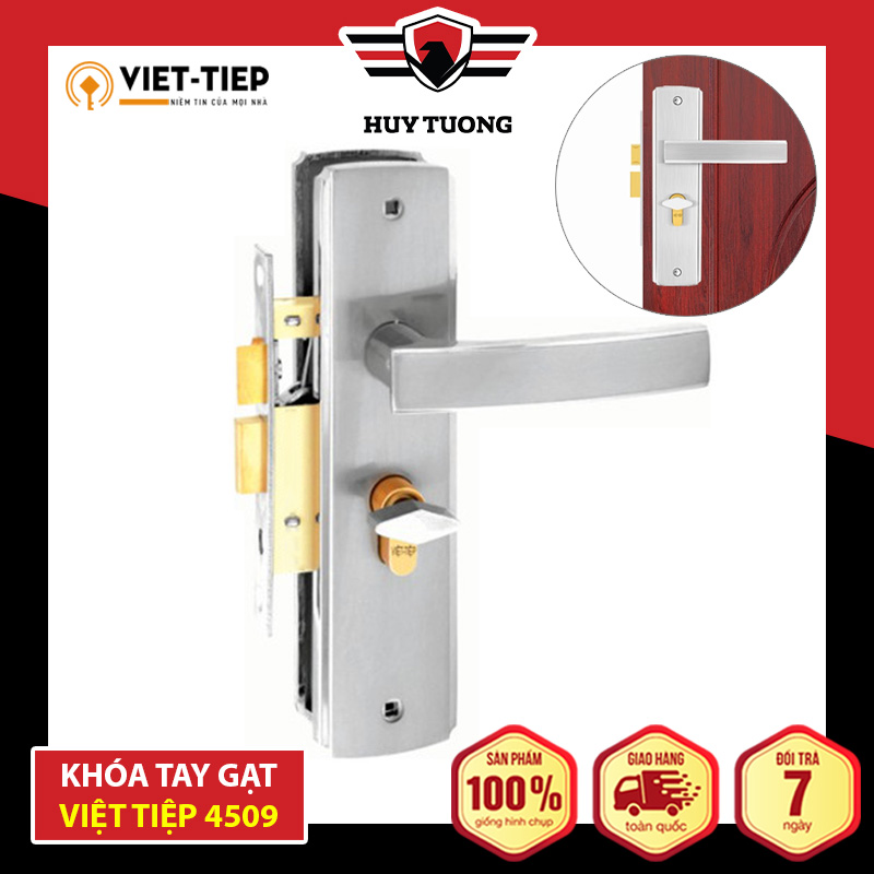 Khoá tay gạt Việt tiệp Trắng bạc Cao Cấp ( Có Clip hướng dẫn lắp đặt ) - Huy Tưởng