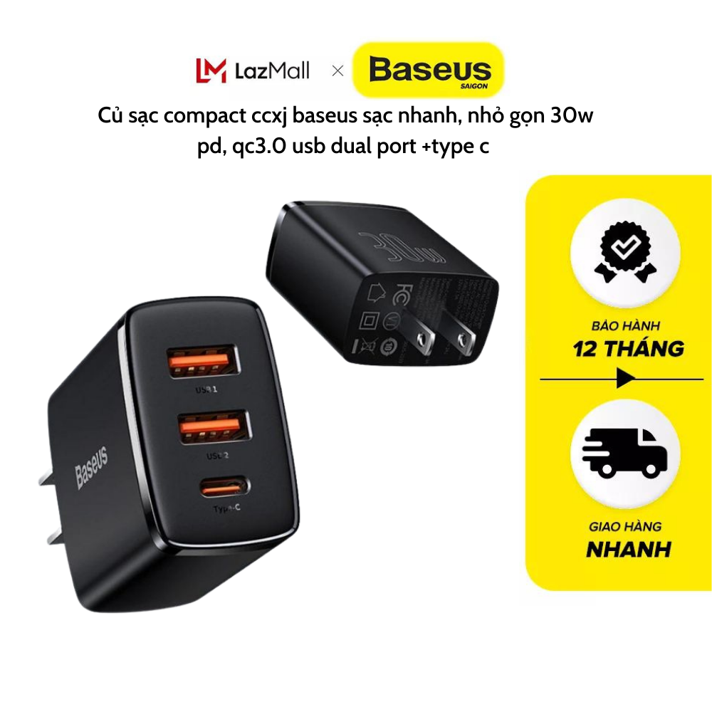 Củ sạc nhanh Baseus compact quick charger 30w CCXJ- HÀNG CHÍNH HÃNG