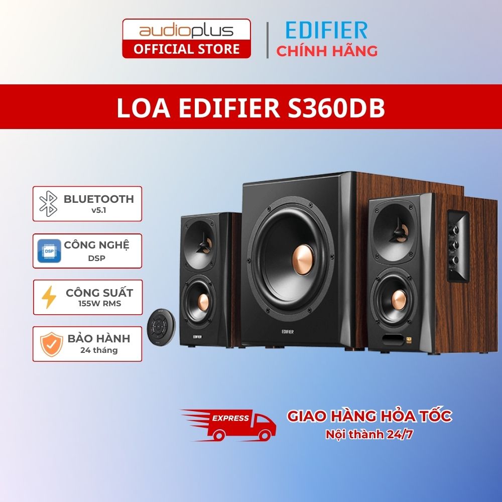 Loa 2.1 EDIFIER S360DB - Flagship đỉnh cao - Treble ribbon - Sub 8 inch khủng không dây - Bluetooth