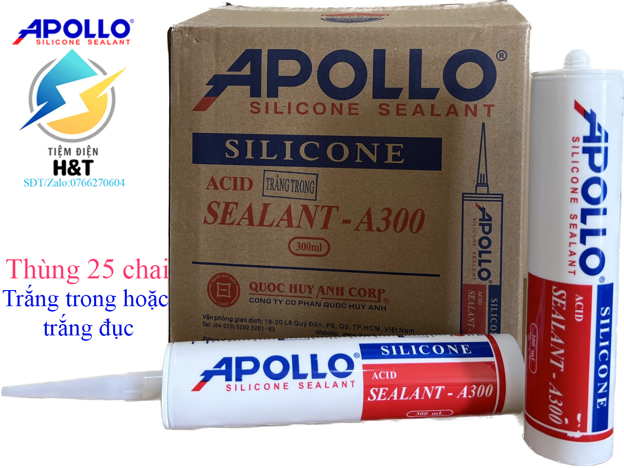 Thùng keo Silicon Apollo A300 25 chai siêu bền-chính hãng- giá rẻ đảm bảo chất lượng