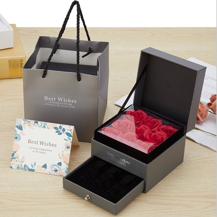 Hộp Hoa sáp thơm 9 bông - Hộp quà tặng hoa hồng sap cao cấp 8 3 20 10 20 11 quà tặng sinh nhật valentine quà cưới