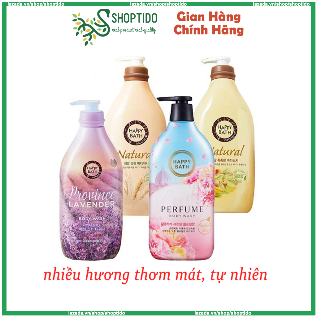 Sữa tắm Happy Bath nhiều hương, chiết xuất thiên nhiên Natural Body Wash 900G
