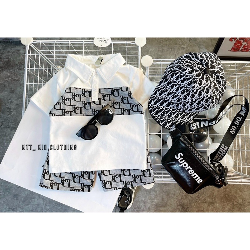 Bộ DIOR chất chơi kèm mũ cho bé trai