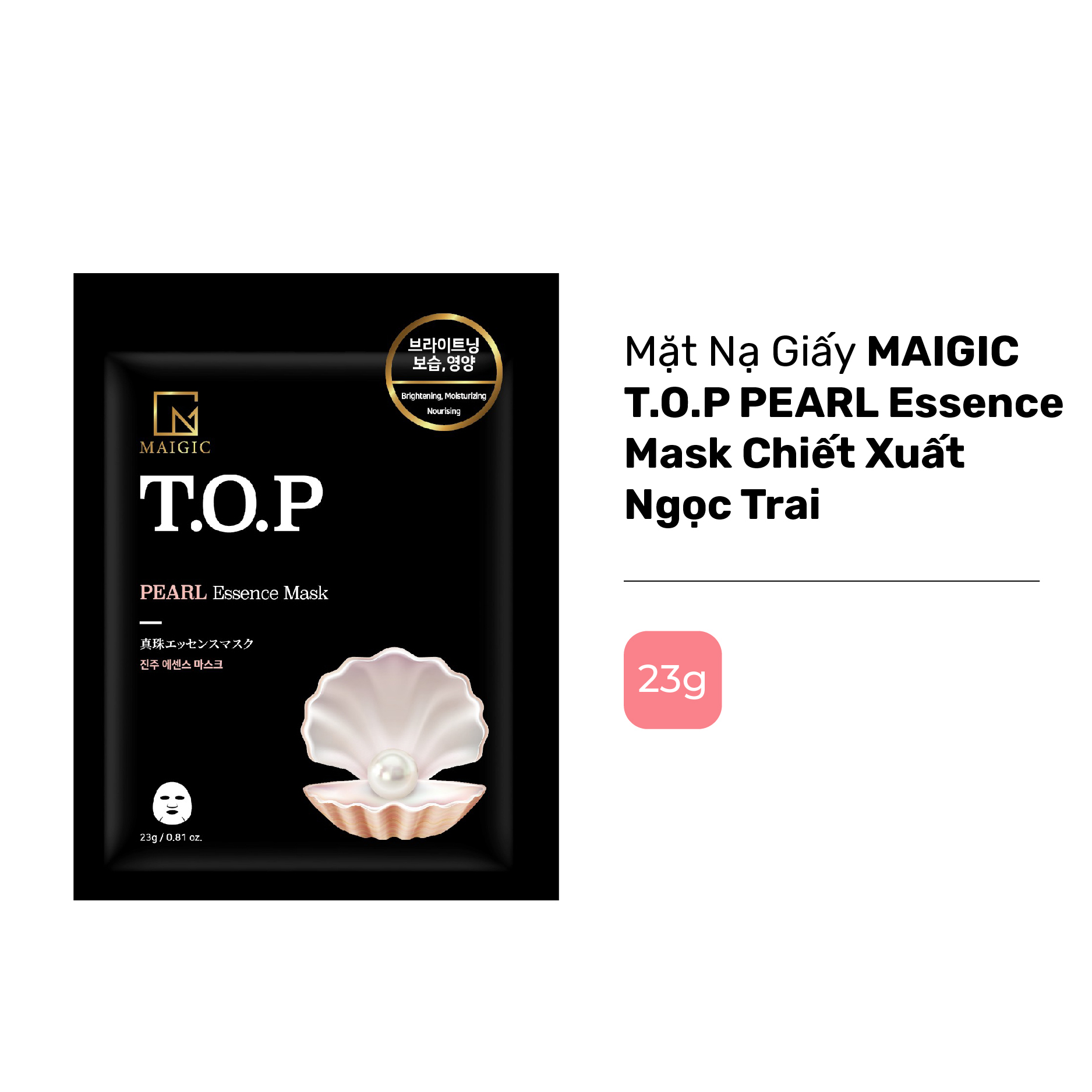 Combo 2 miếng mặt nạ giấy maigic t.o.p pearl essence mask chiết xuất ngọc trai 23g