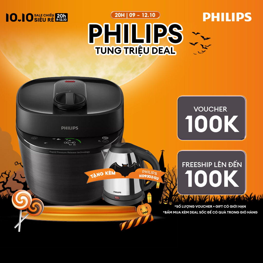 Nồi Áp Suất Đa Năng 5L Philips HD2151/66 - Công Suất 1090W, Công Nghệ Xả Áp Nhanh 7 Phút, Hệ Thống Kiểm Soát Hương Vị Độc Đáo, 35 Chương Trình Cài Đặt Sẵn - Hàng Phân Phối Ch