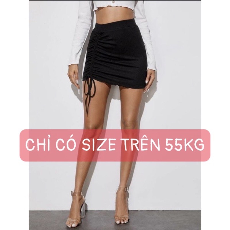 Chân váy thun gân rút dây