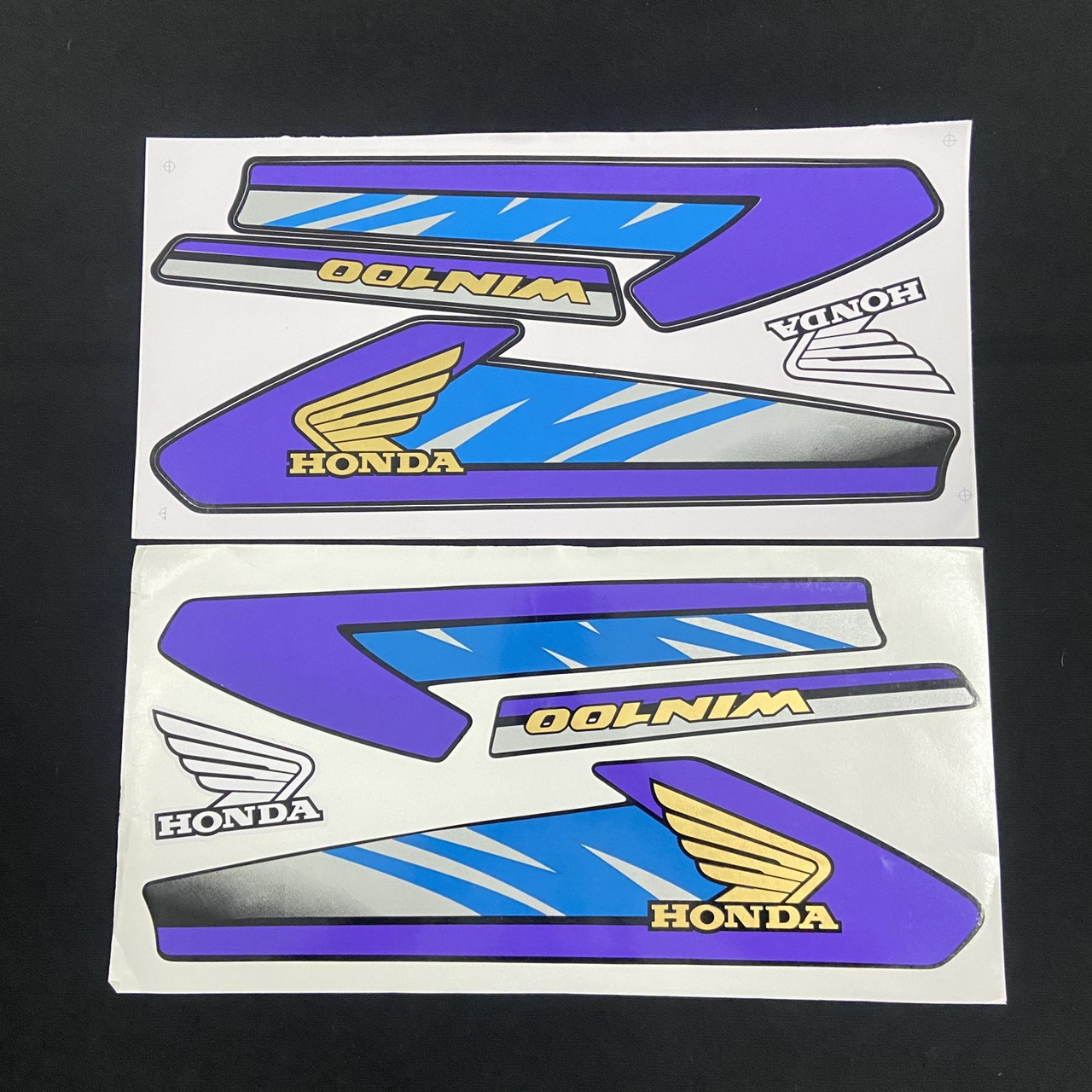 (WIN100) Nguyên bộ tem xe 3 lớp like zin cao cấp cho xe HONDA WIN 100 (MÀU TÍM)