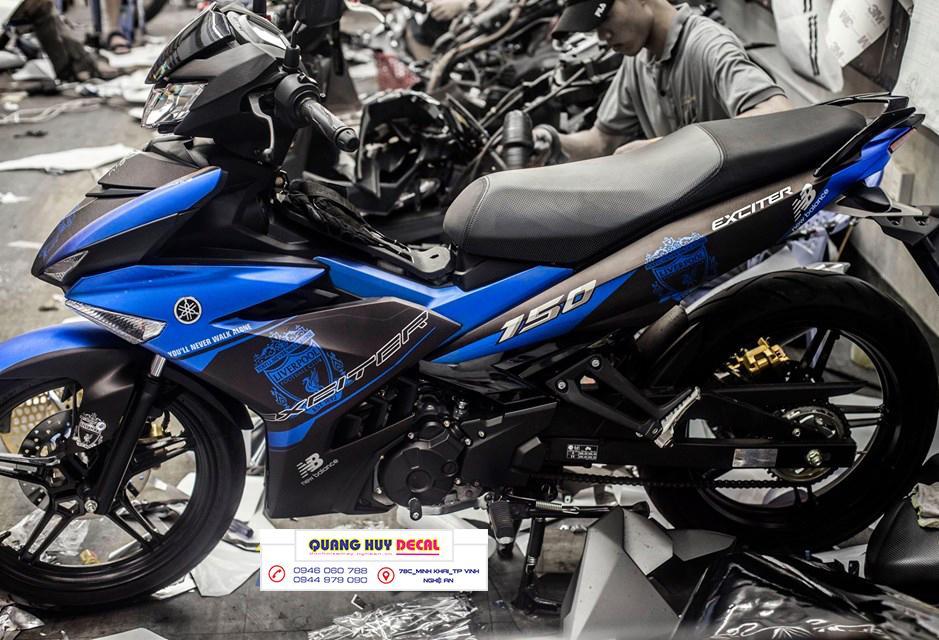 Tem trùm xe máy Exciter 150 xanh đen - tem xe máy ex150 thiết kế theo yêu cầu - Tem xe máy ex 150 rẻ đẹp và chất