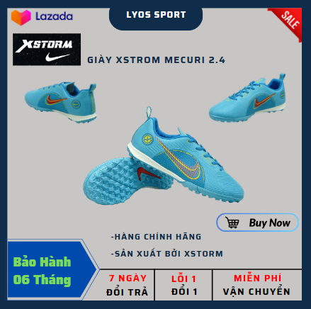 Giày đá bóng – giày đá banh xstorm mecuri 2.4, khâu full đế, bảo hành keo trọn đời