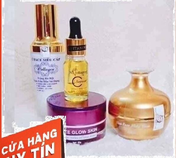 Bộ kem face nhân sâm+serum vitamin c+kem face lạnh+ủ face siêu cấp n'collagen-giảm mụn, mờ nám, tàn nhang