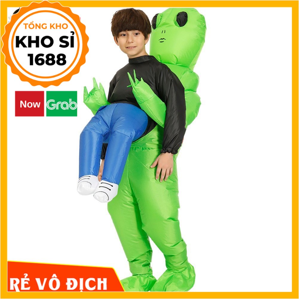 Bộ trang phục bơm hơi hóa trang người ngoài hành tinh xanh lá vui nhộn dành cho các bữa tiệc e1084