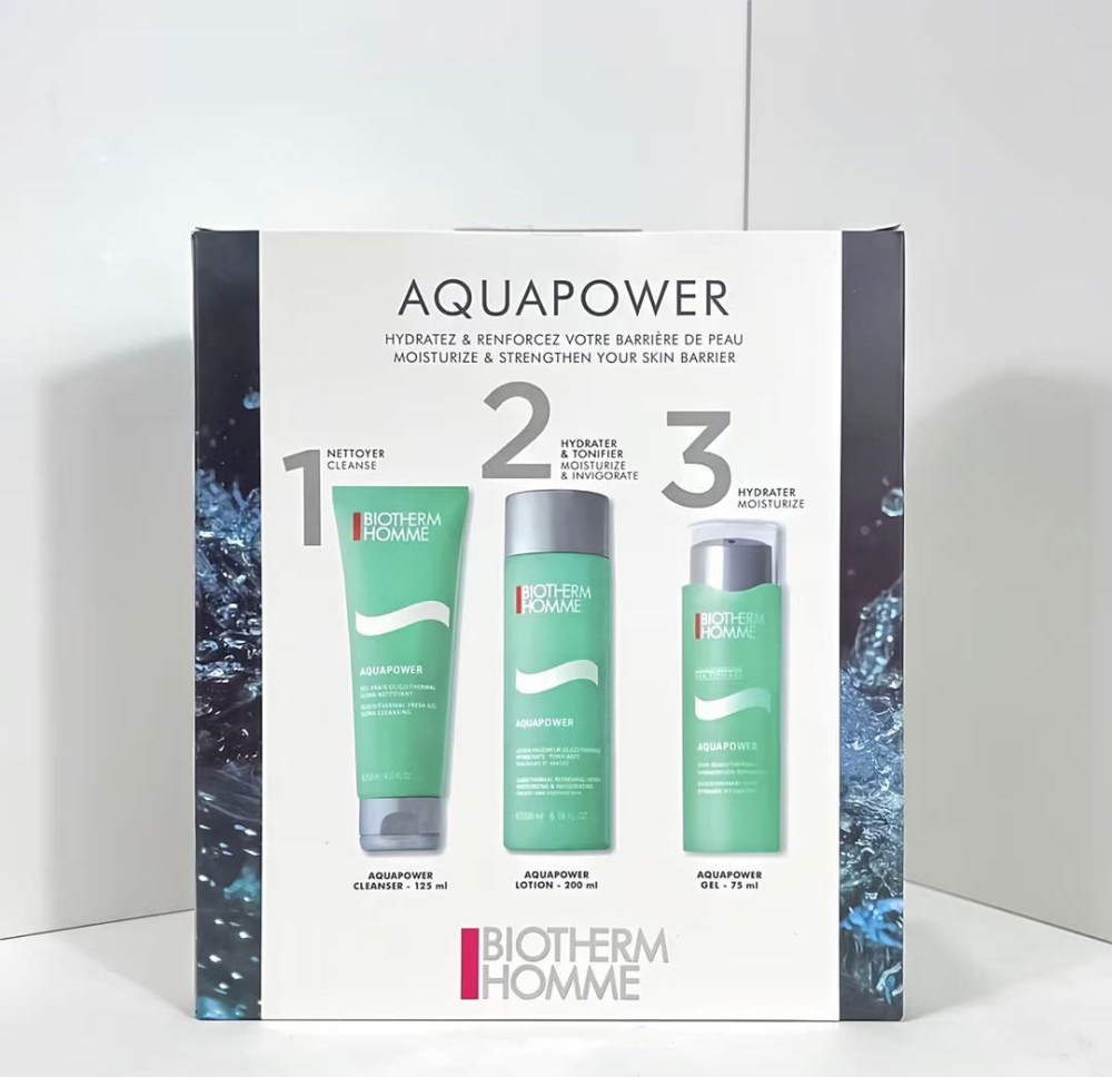 BIOTHERM Homme Aquapower Power 3sets (Cleanser 125ml+Lotion 200ml+Gel 100ml)