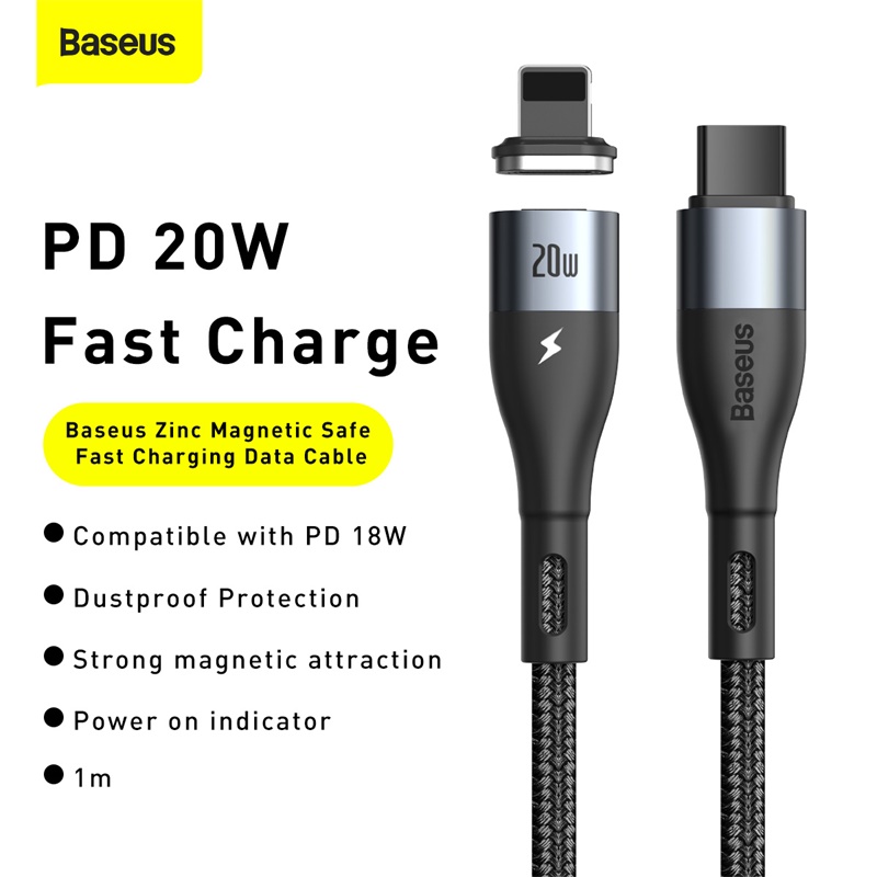 Cáp sạc từ tính (nam châm) Baseus CATLXC hỗ trợ sạc nhanh Type C to Lightning 20W cho iPhone 11 / 12 Series