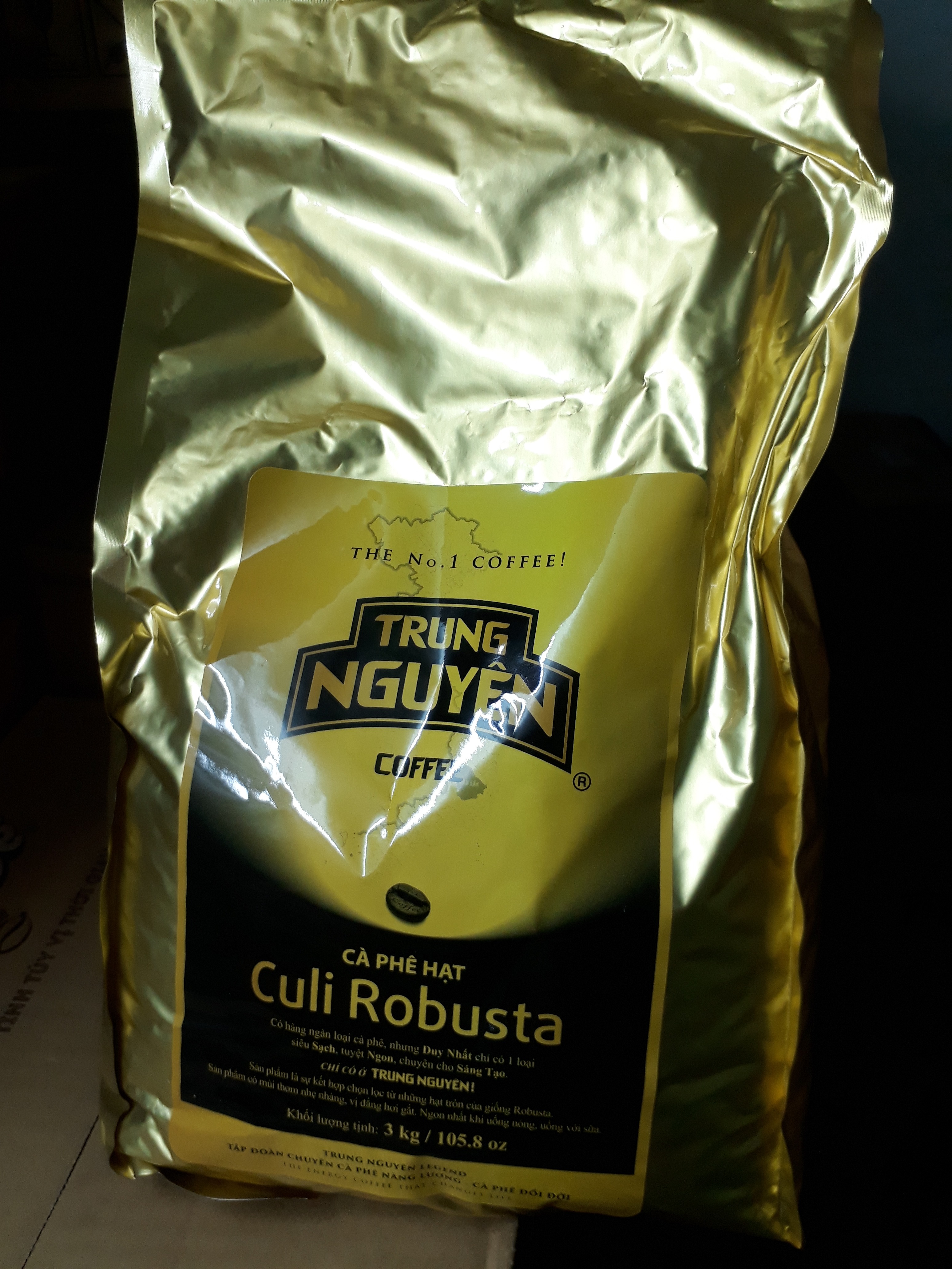 Hạt Drip 1- Culi Robusta Trung Nguyên legend túi 3kg