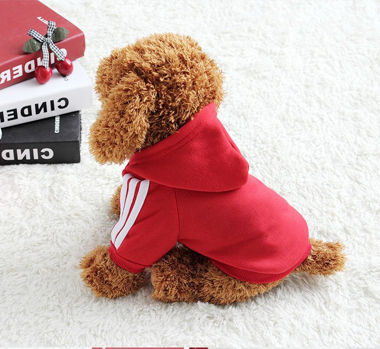 Áo Chó Mèo Thú Cưng Áo Nỉ Hoodie Mũ Trùm Đầu Màu Đỏ