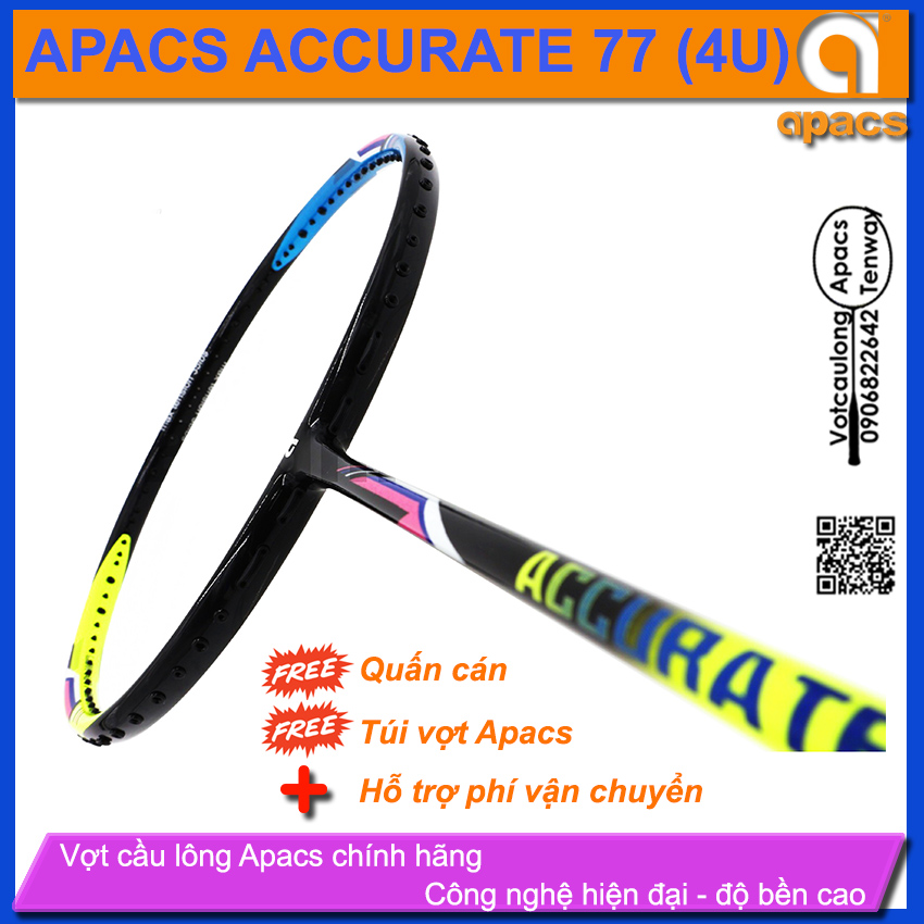 [HCM]Vợt cầu lông Apacs Accurate 77 (4U) - Thân dẻo dễ thuần màu sắc hiện đại