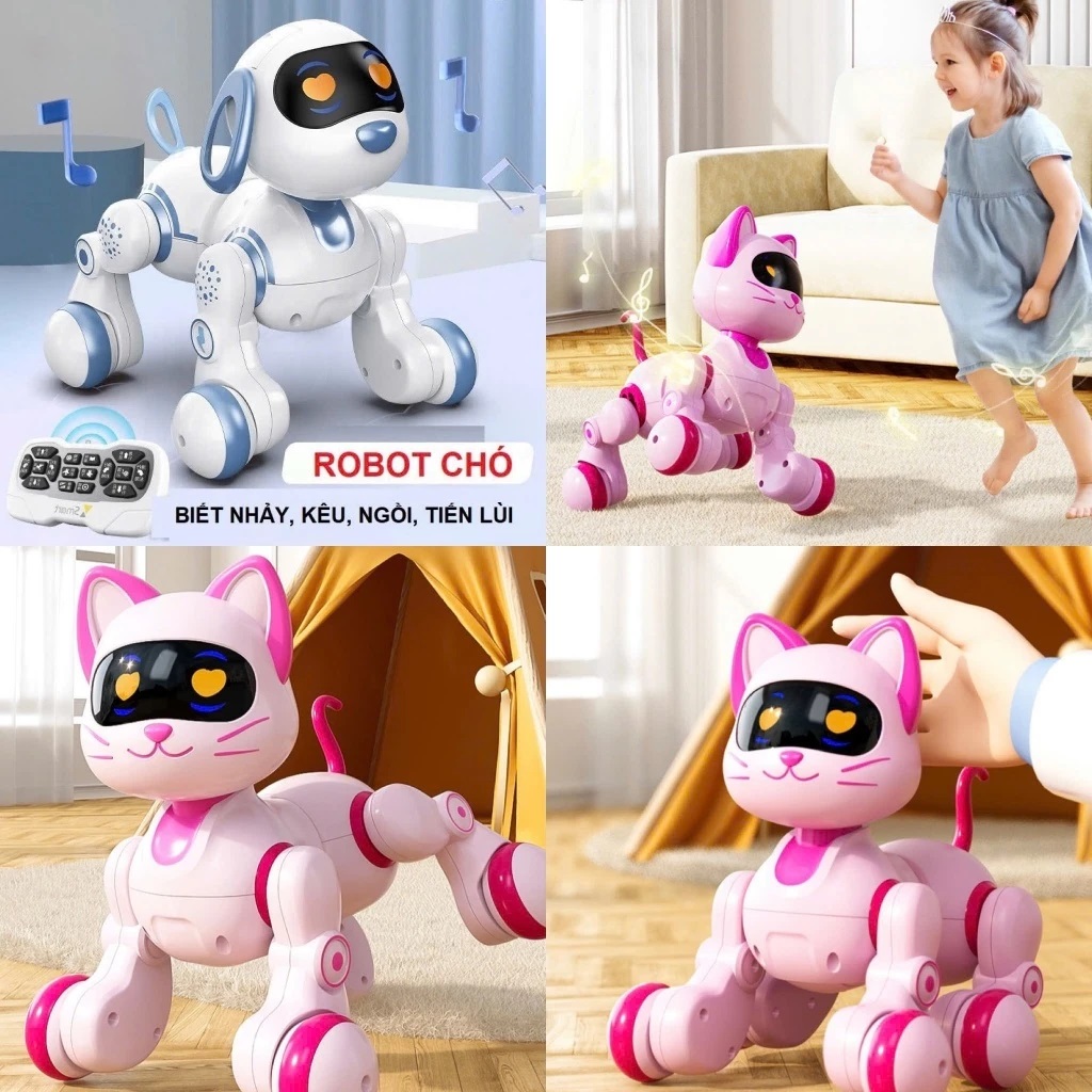 Đồ Chơi Chú Chó Max, chú Mèo Robot Điều Khiển Từ Xa