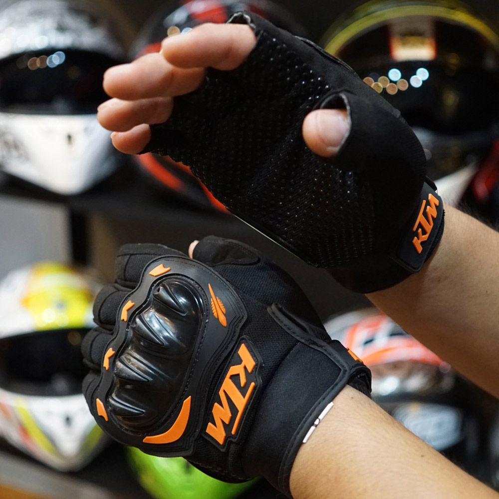 Găng tay xe máy ktm cụt ngón - găng tay đi phượt - tập gym